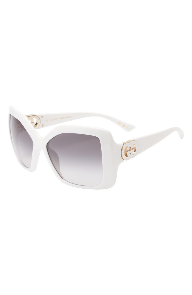 Gucci 59mm Square Sunglasses, Alternate, color, White