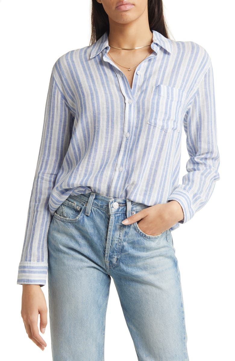 Rails Women's Charli Stripe Linen Blend Button-Up Shirt, Main, color, 