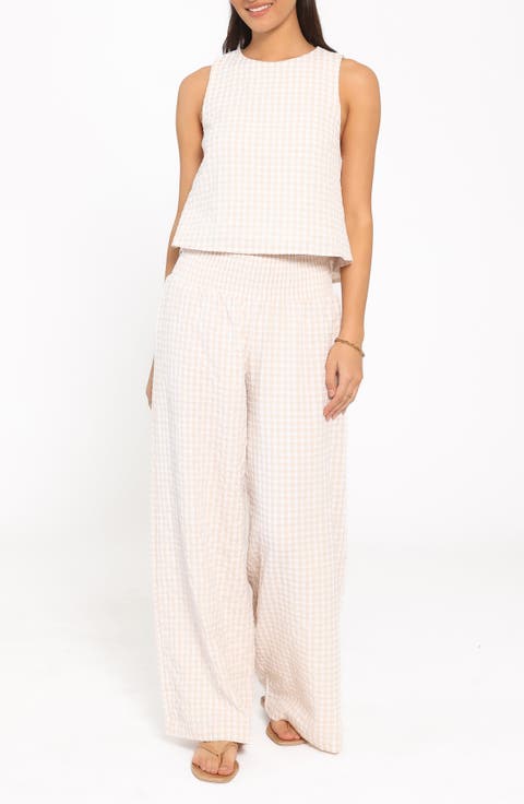 Jillian Gingham Tank & Wide Leg Pants Set