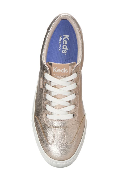 Keds Women's Jump Kick T-toe Metallic Leather Lace Up Leather Sneakers In Gold