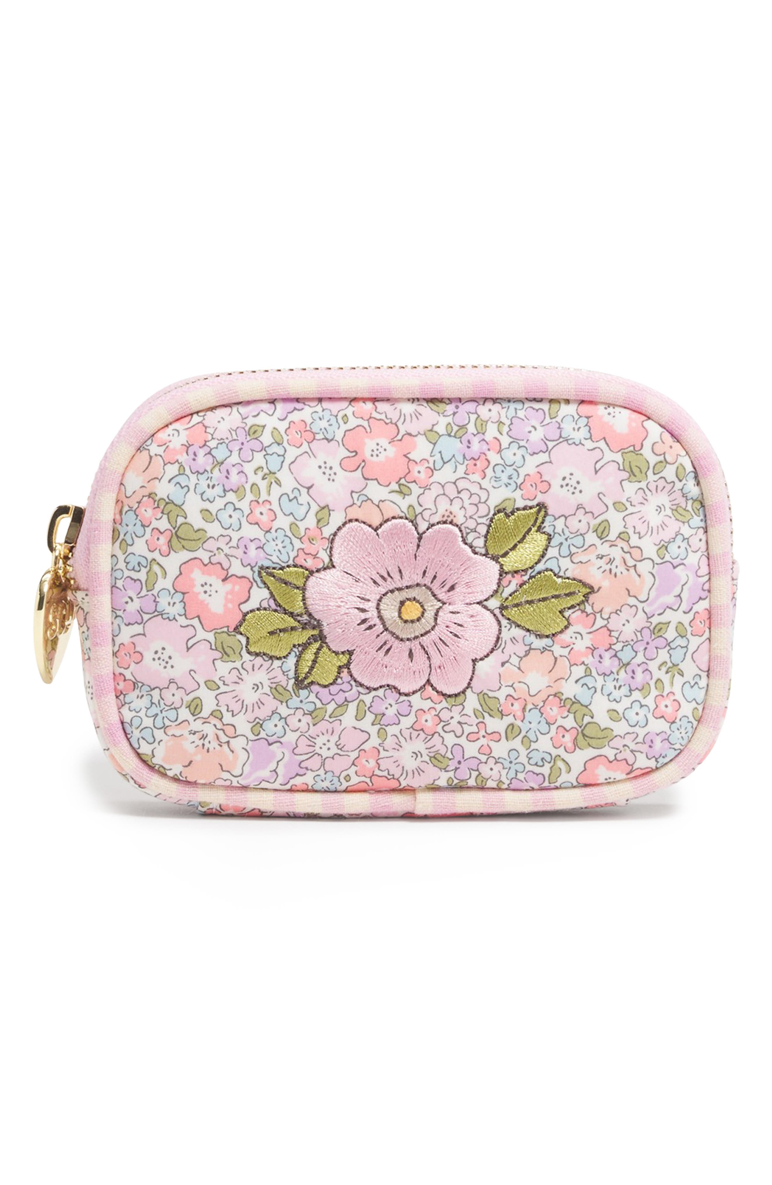 Stoney Clover Lane x Liberty Micro Floral Embroidered Cotton Pouch, Main, color, Michelle