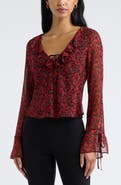 Open Edit Ruffle Chiffon Top