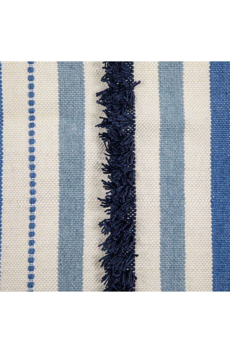 Northlight 3.5' x 2.25' Blue, Cream and Black Striped Handloom Woven Outdoor Accent Throw Rug, Alternate, color, Blue