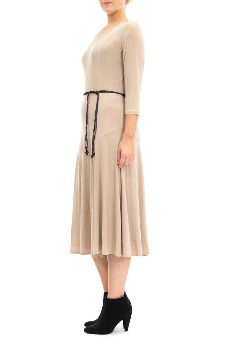 Waist Belt Midi Dress, Alternate, color, STONE