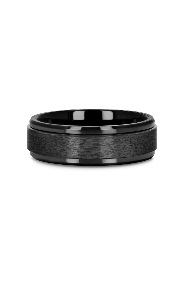Larson Jewelers Revolve Tungsten Spinner Ring Brushed Center on Polished Base Comfort Fit, Alternate, color, Black Tungsten 6Mm