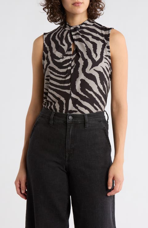 Zebra Print Sleeveless Jersey Top