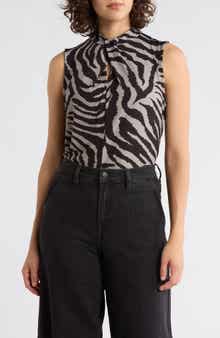 DKNY Zebra Print Sleeveless Jersey Top