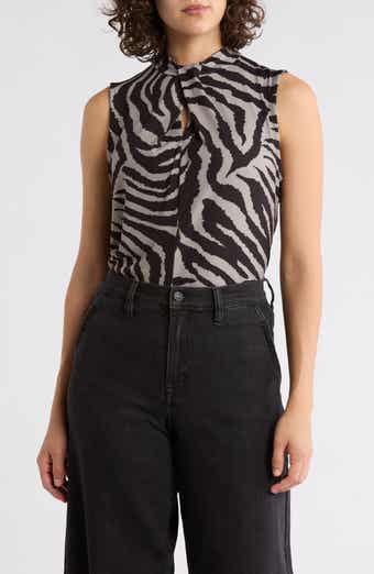 DKNY Zebra Print Sleeveless Jersey Top