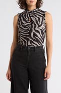 DKNY Zebra Print Sleeveless Jersey Top