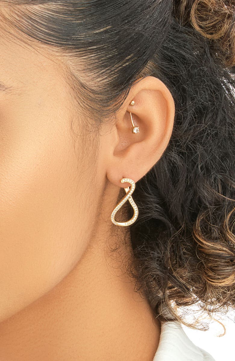 Sterling Forever CZ Pave Infinity Drop Earrings, Alternate, color,