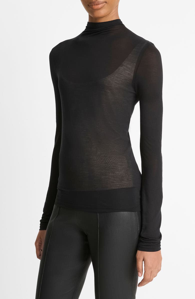 Vince Sheer Long Sleeve Top, Alternate, color, Black