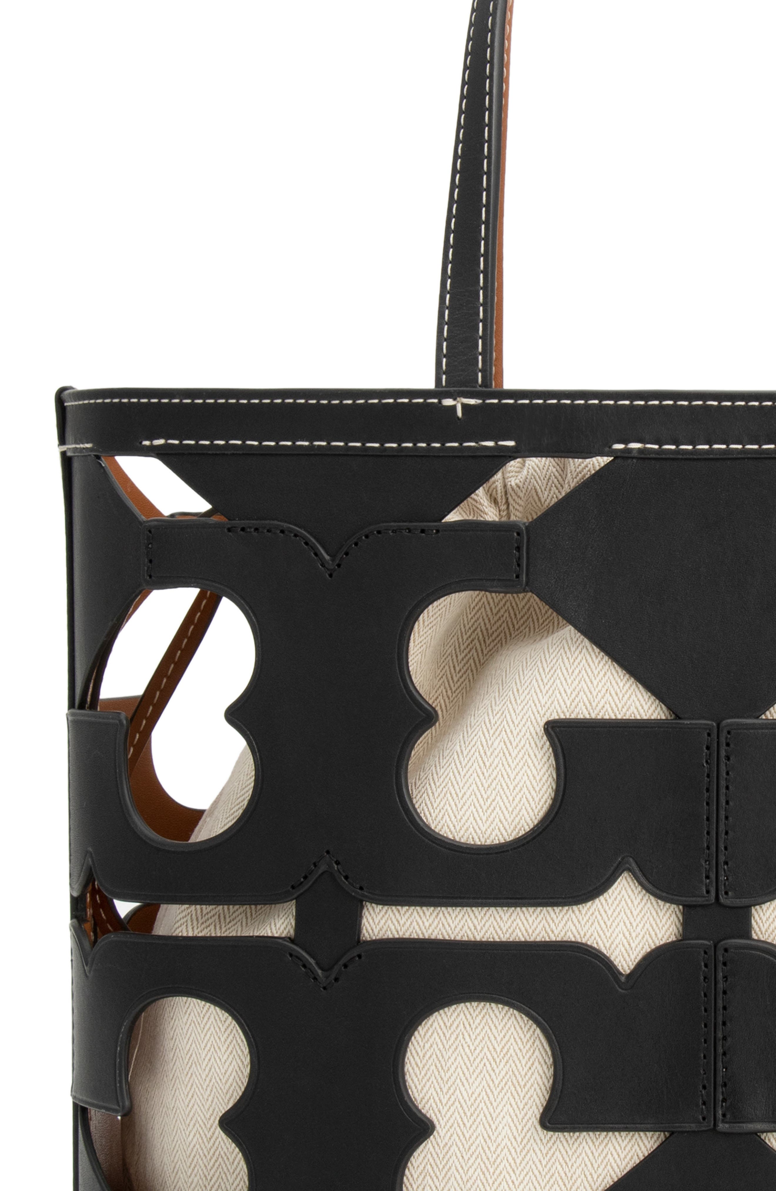 Tory Burch Ella Small Leather Cutout Logo Tote, Alternate, color, 