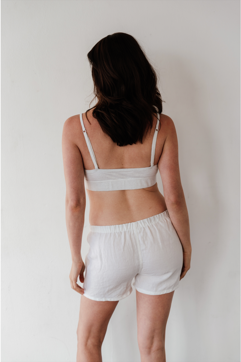 Women's 100% Organic Linen Boxer Shorts, Alternate, color, White