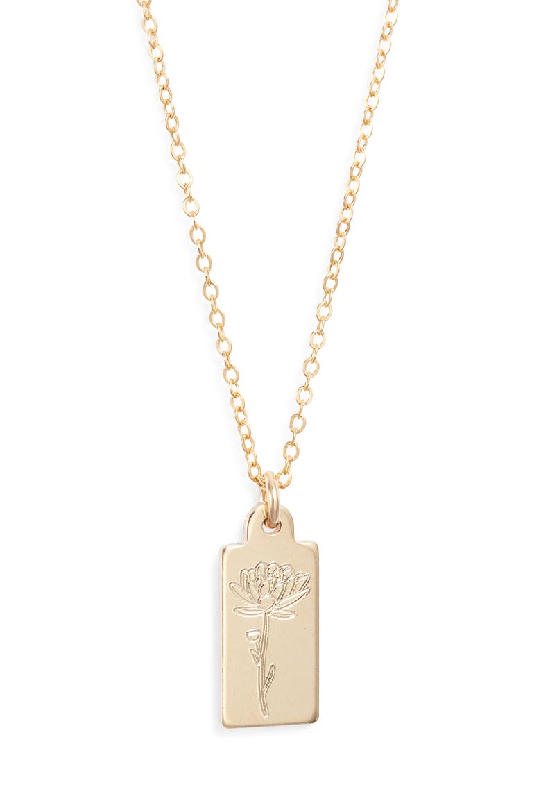 Tawney Birth Flower Pendant Necklace, Main, color, GOLD / JULY