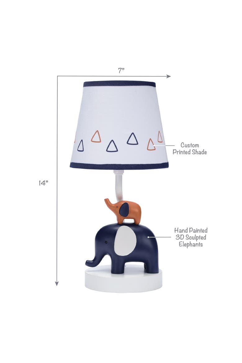 Playful Elephant Nursery Lamp with Shade and Light Bulb, Alternate, color, Blue
