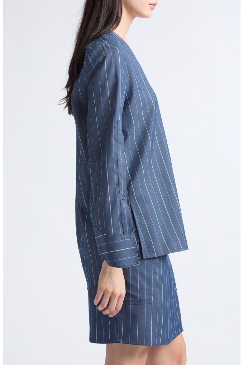 Striped V-Neck Top, Alternate, color, STRIPED BLUE