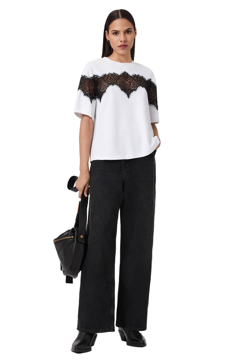 Lisa Lace Panel T-Shirt, Alternate, color, OPTIC WHITE