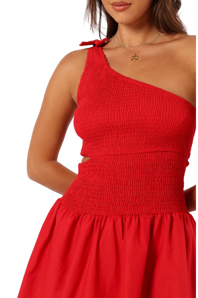 Allison One-Shoulder Cotton Minidress, Alternate, color, RED