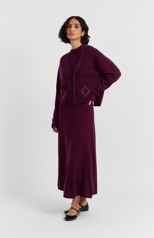 Chinti & Parker Wool Cashmere Queen Of Hearts Cardigan In Purple