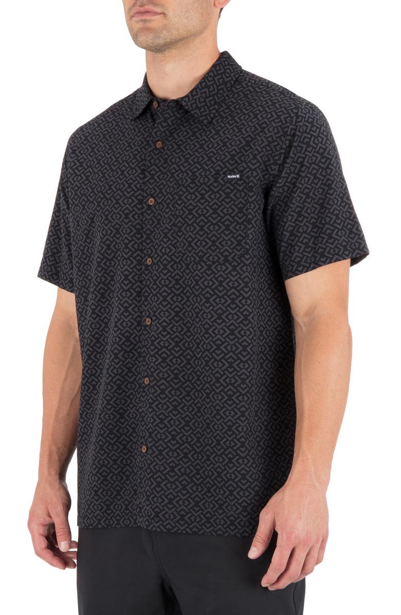 Hurley Incon Aero Short Sleeve Button-Up Shirt, Alternate, color, Black