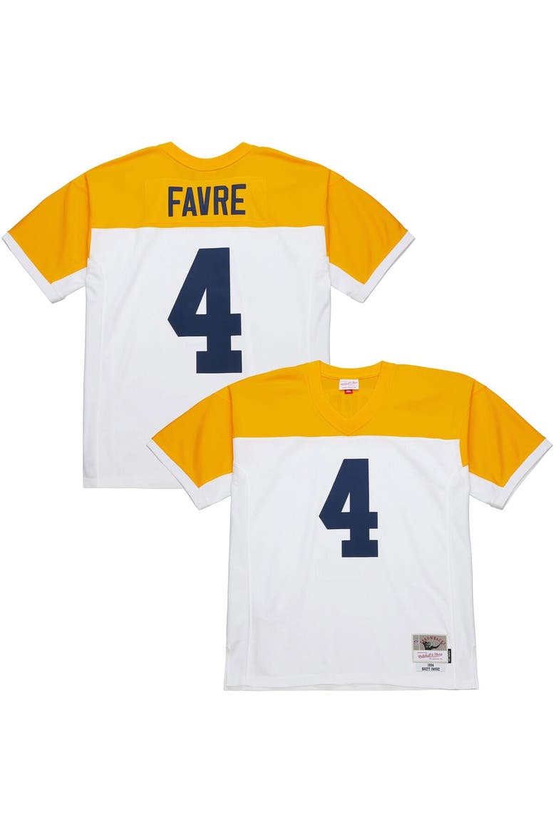 Men's Mitchell & Ness Brett Favre White Green Bay Packers 1994 Legacy Replica Jersey, Main, color, White