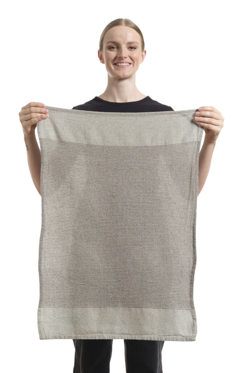 Meema Kitchen Towels - Cotton Flat & Waffle Weave Set - Set of 4, Alternate, color, Charcoal