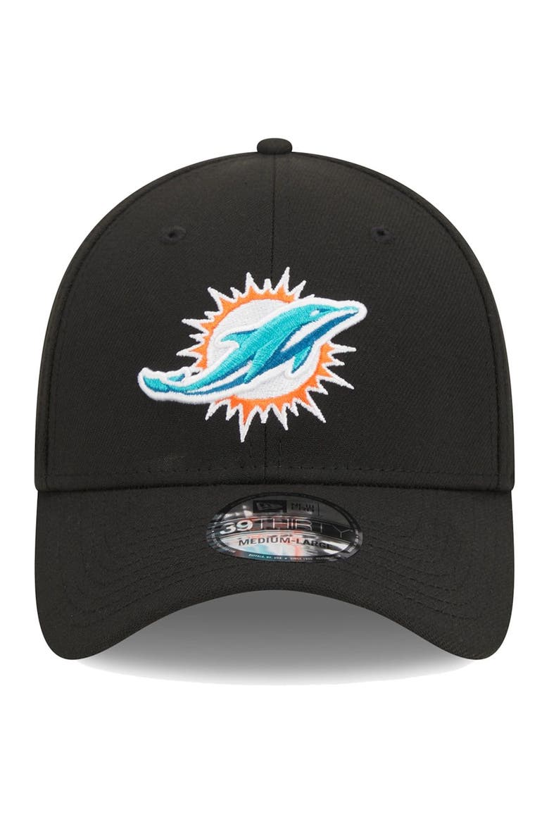 Men's New Era Black Miami Dolphins  Main 39THIRTY Flex Hat, Alternate, color, Black