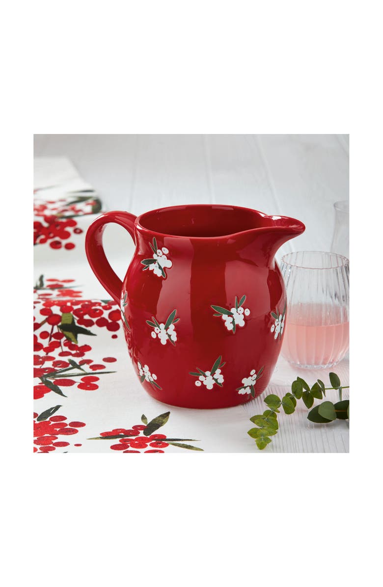 tag Red Ceramic Sprig Pitcher Beverage Server for Christmas, Alternate, color, 