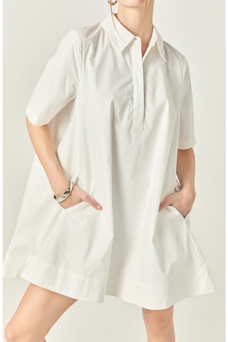 Trapeze Cotton Shirtdress, Alternate, color, WHITE