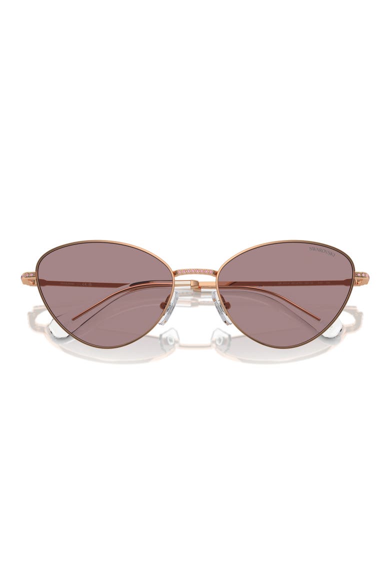58mm Cat Eye Sunglasses, Alternate, color, ROSE GOLD