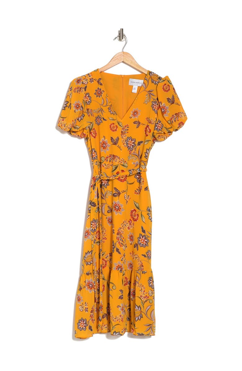 Donna Morgan Floral Short Puff Sleeve Chiffon Dress, Alternate, color, 