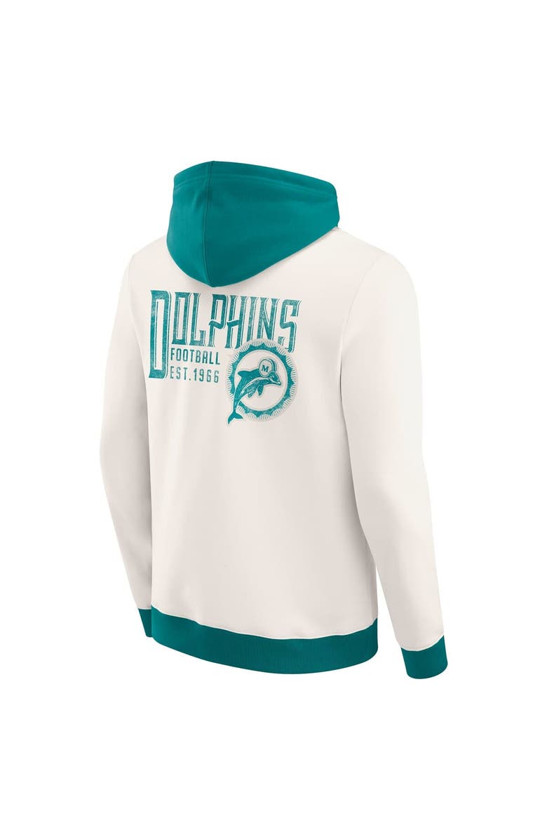 Darius Rucker Collection by Fanatics Men's Darius Rucker Collection by Fanatics Cream Miami Dolphins Distressed Graphics Full-Zip Hoodie, Alternate, color, Cream