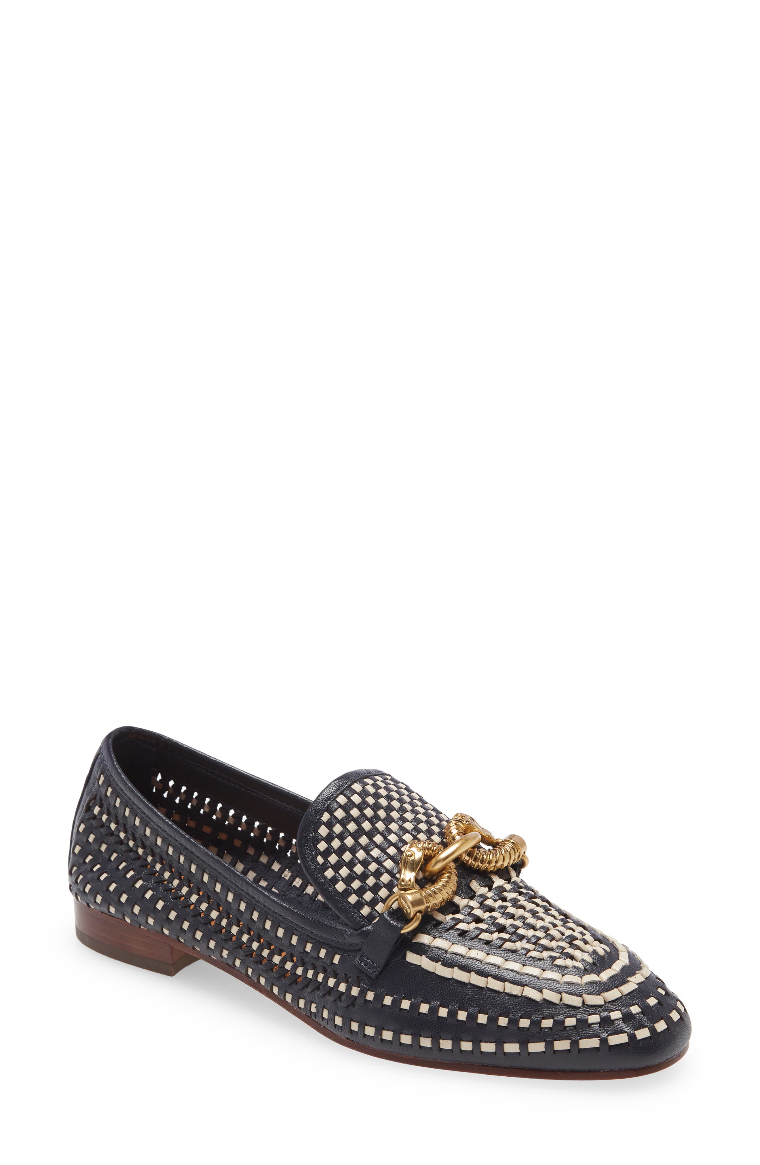Jessa Leather Loafer, Main, color, PERFECT NAVY / REAM / GOLD