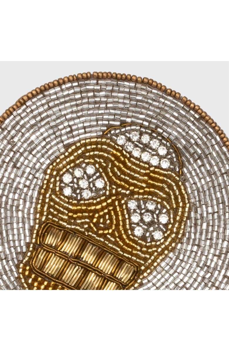 Joanna Buchanan Hand beaded or woven coasters, Alternate, color, Silver Skull