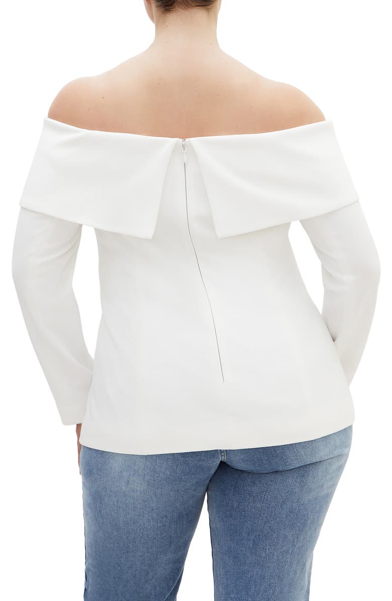 City Chic Phoenix Off the Shoulder Blazer, Alternate, color, Ivory