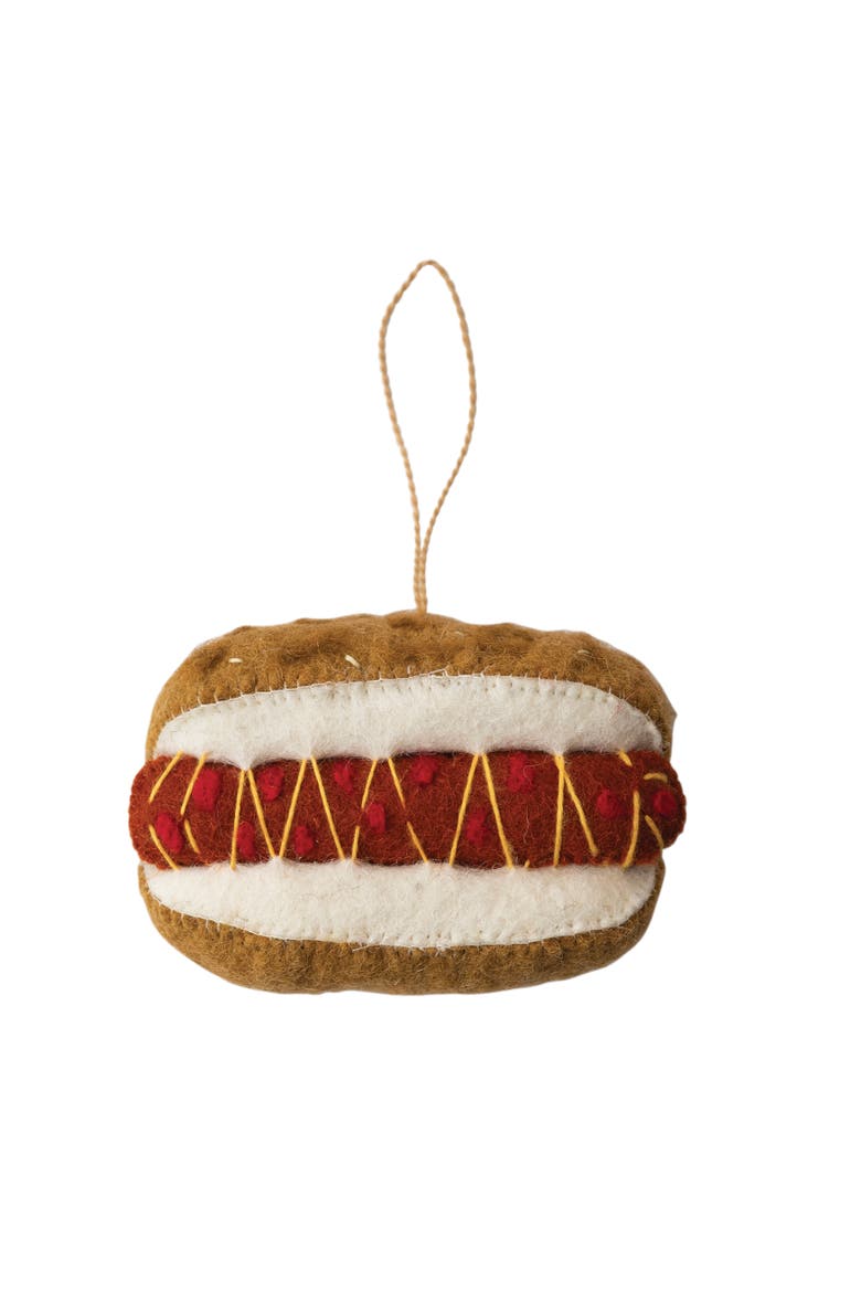 Wool Felt Hot Dog Ornament, Multicolor, Main, color, Multicolor