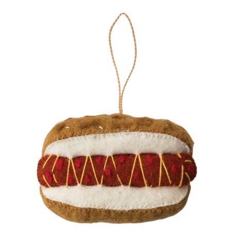 Wool Felt Hot Dog Ornament, Multicolor