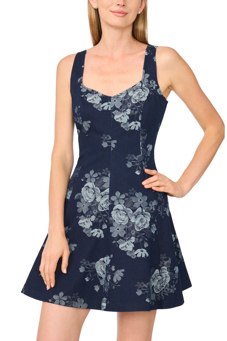 Square Neck Denim Minidress, Alternate, color, CLASSIC NAVY