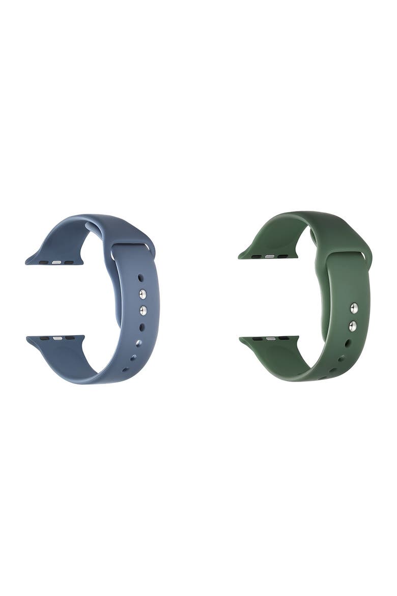 Assorted 2-Pack Silicone Apple Watch® Watchbands, Alternate, color, BLUE AND GREEN