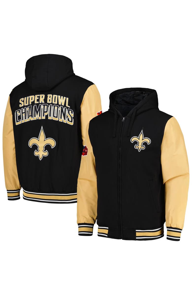 G-III SPORTS BY CARL BANKS Men's G-III Sports by Carl Banks Black/Gold New Orleans Saints Player Option Full-Zip Hoodie, Alternate, color, Black