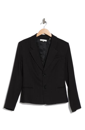Frame The Femme Organic Linen Blend Blazer In Black