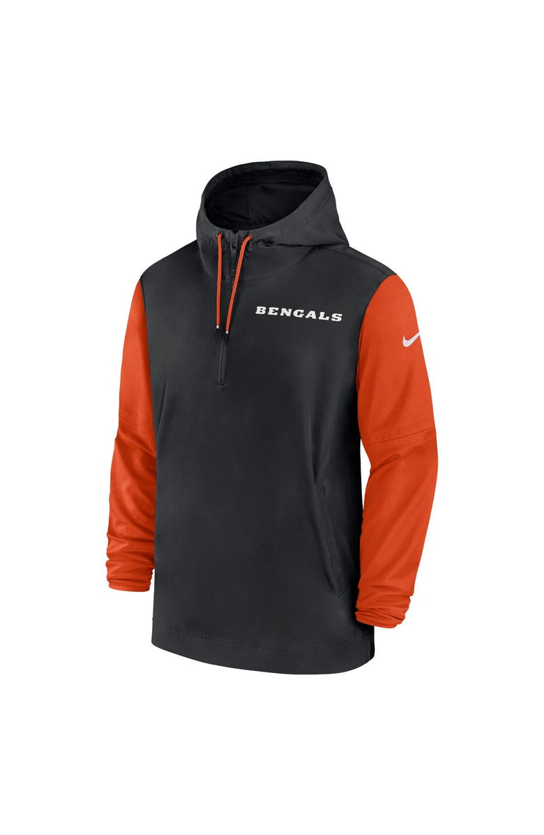 Nike Men's Nike Black/Orange Cincinnati Bengals 2024/25 Sideline Pre-Game Player 1/2-Zip Hoodie Jacket, Alternate, color,