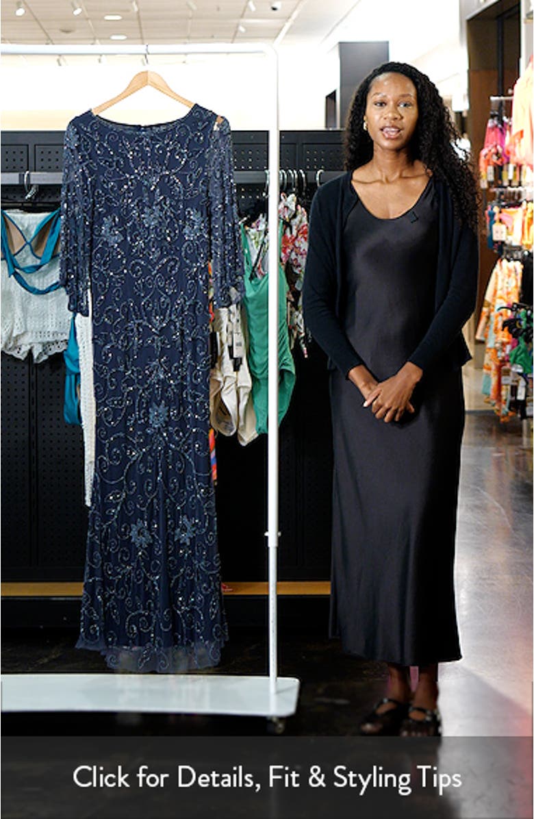 Beaded Three Quarter Sleeve Gown, sales video thumbnail