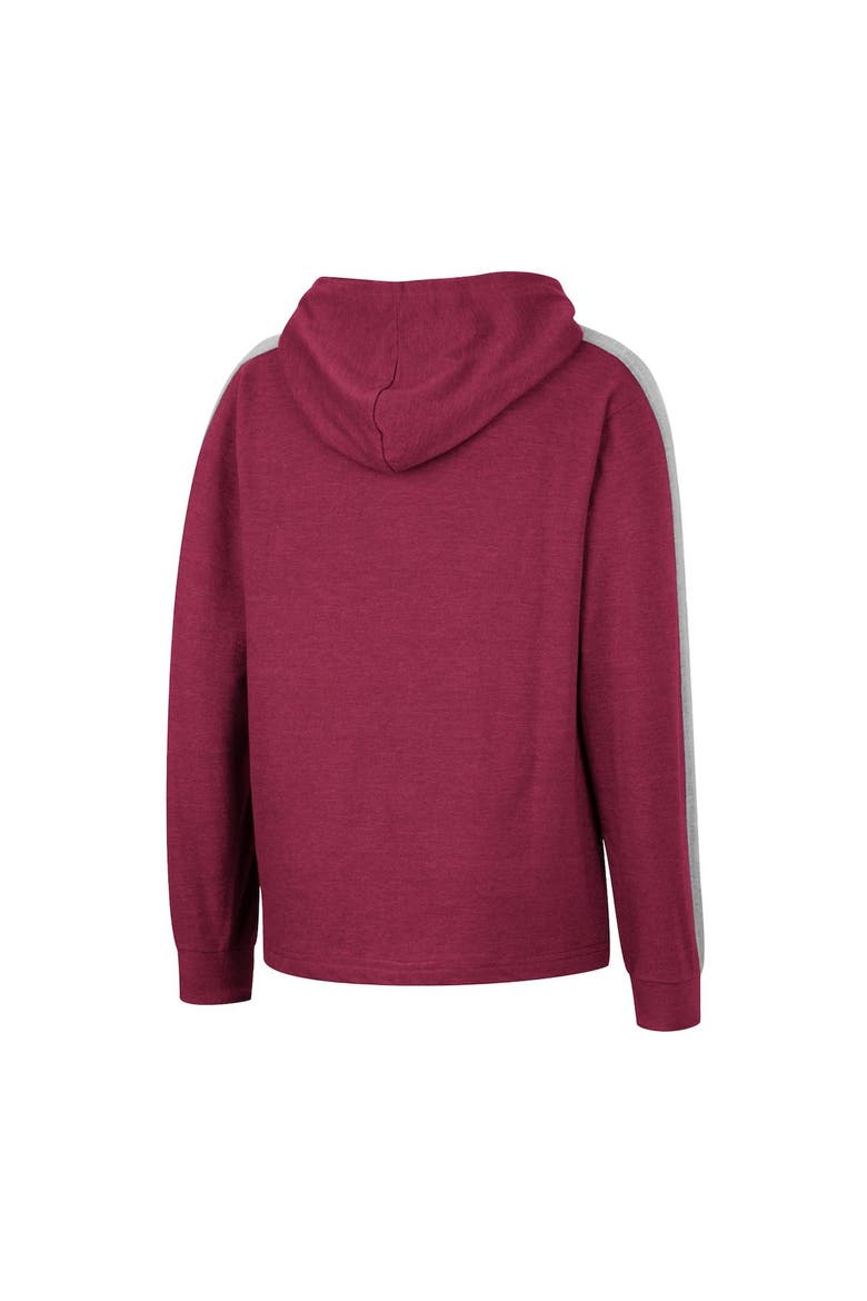 Youth Colosseum Heathered Maroon Virginia Tech Hokies Wind Changes Raglan Hoodie T-Shirt, Alternate, color, Heather Maroon