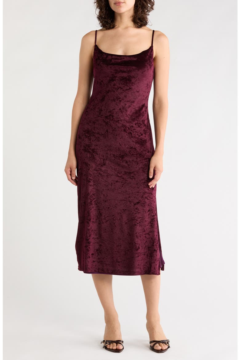 Velvet Midi Slipdress, Main, color, BURGUNDY