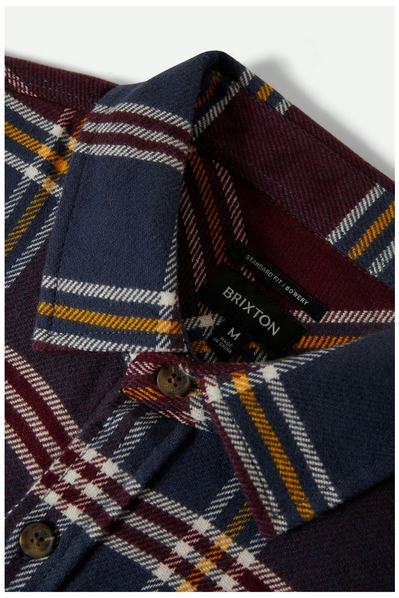Bowery Plaid Flannel Button-Up Shirt, Alternate, color, MOOD INDIGO/PORT/SAFFRON