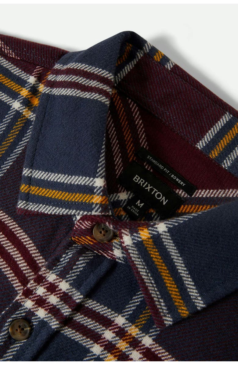 Brixton Bowery Plaid Flannel Button-Up Shirt, Alternate, color, Mood Indigo/Port/Saffron