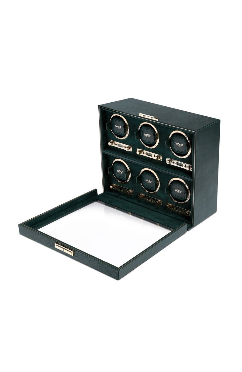 WOLF British Racing 6 Piece Watch Winder, Alternate, color, Green