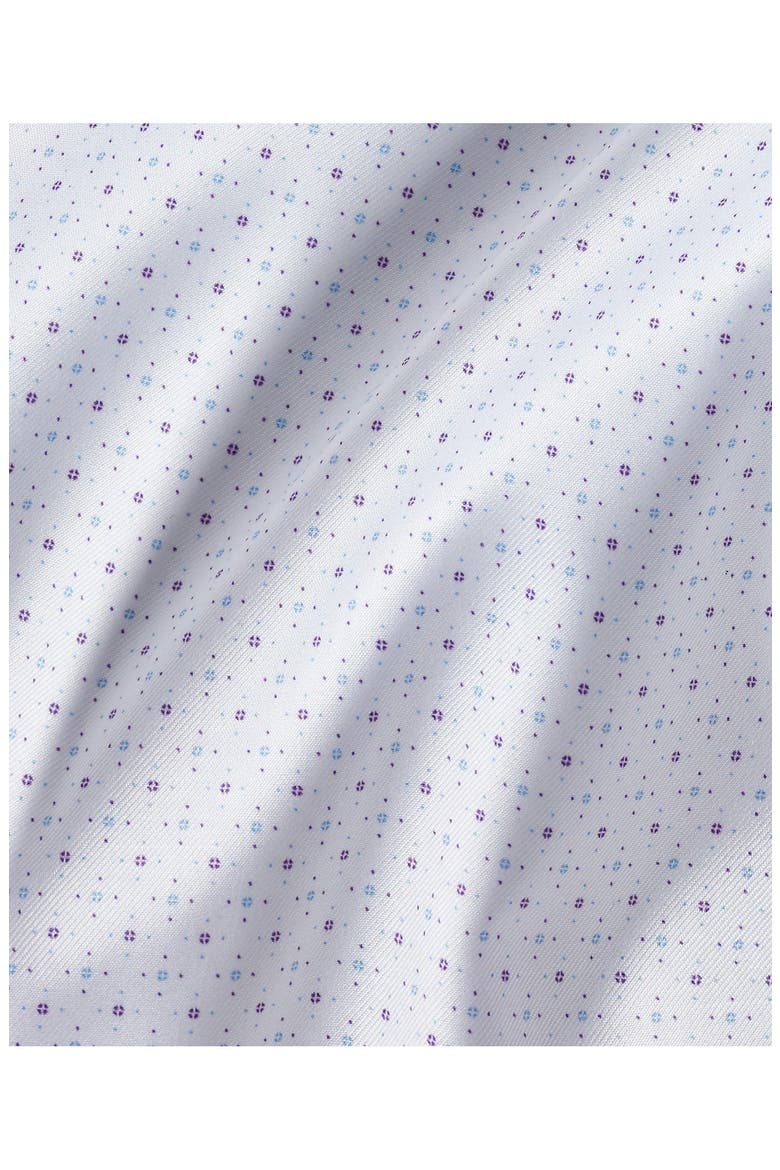 Trim Fit Stretch Micro Neat Dress Shirt, Alternate, color, WHITE/ PURPLE