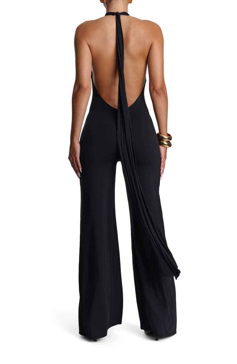Naked Wardrobe Open Back Halter Wide Leg Jumpsuit, Alternate, color, 